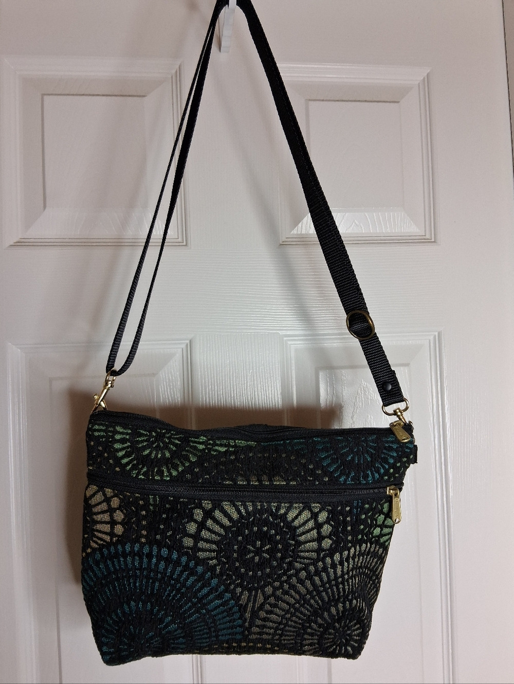Danny K Women’s Black Floral Pattern Crossbody Bag USA